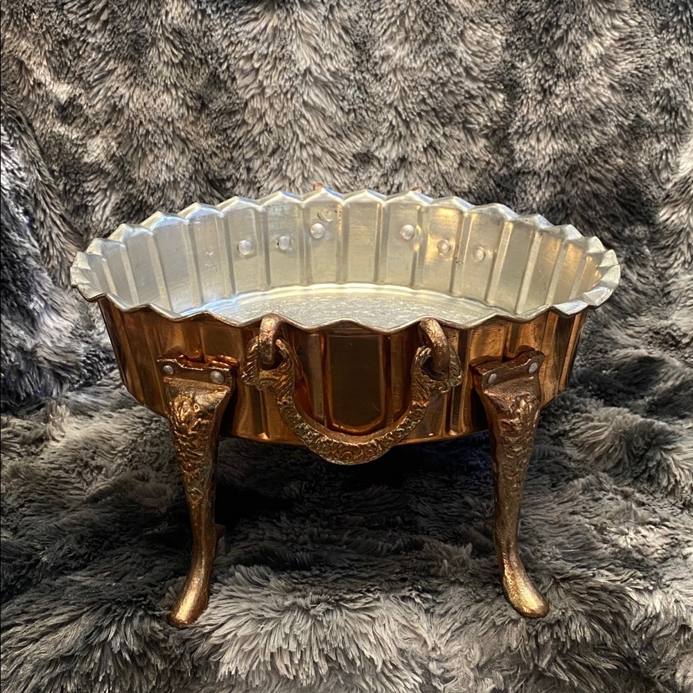 Vintage Copper/Metal Serving Bowl with Handles